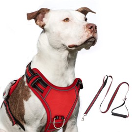 HUSDOW Dog Vest Harness, No Pull in Trainning Dog Harnesses with Handle & 5ft Dog Leash, Adjustable and Reflective No Chock for Small Medum Large Pets Walking and Running