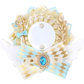 G triger (G triger) Can Badge Rosette with Wings Angel Rosette 57mm 58mm Pain Bag Decoration Handmade Rosette Ribbon Light Blue
