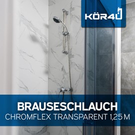 kör4u Chromflex Shower Hose 1.25 m, Six-Layer Design Plastic Hose, Kink-Resistant, Shower Hose, Easy to Clean - Made in Germany