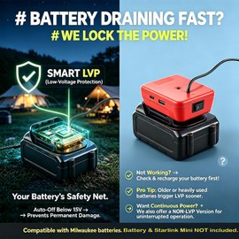 Starlink Mini Battery Adapter Compatible with Milwaukee18V/20V Batteries, 9.84FT 18AWG Starlink DC Electronic Power Cord with Independent Button and Low Voltage Protection for Starlink mini Batteries