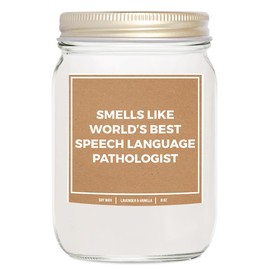 YouNique Designs SLP Gifts, Speech Pathologist Gifts, Speech Therapy Gifts for Therapist - 8oz Candle Gifts for Speech Therapists, Gifts for SLP - Speech Pathologist Candles (Mahogany Teakwood)
