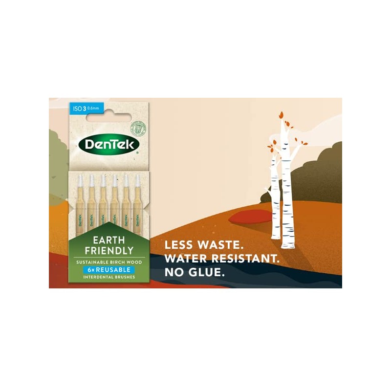 DenTek Earth Friendly Birch Wood Interdental Brushes ISO3/0.6mm - 6