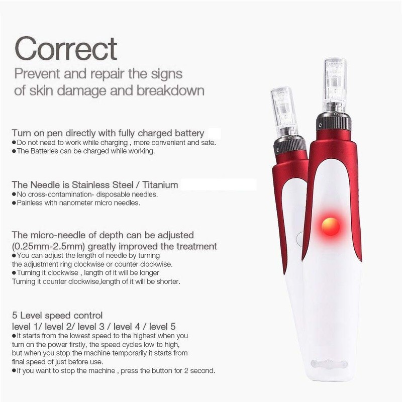 ALIWOD Mircroneedling Pen,Wireless Electric Micro Needle Machine Anti-Aging Skin Repair