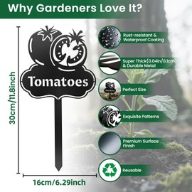 CUTHOLLOW Metal Plant Marker Stake Tomatoes for Outdoor Indoor, Waterproof 11.8 inch Cute Garden Plant Labels Sign Tag for Vegetables, Farmhouse Greenhouse Decor - Funny Gardening Gifts