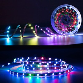 SVFISHKK WS2812B LED Strip Individual Addressable Light Full Color SMD 5050 RGB Pixel Strip DC5V(30Pixels/m150Pixels 16.4FT 150LEDS Waterproof IP67 No Tape, Black PCB)