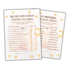 20 Baby Shower Bear Cards in French | Game Idea for Gender Reveal Party | Gender Prediction of Baby Girl/Boy | Family Baby Shower Memory or Friends (20 Game Cards)