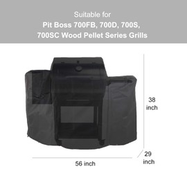 Blackhoso 600D Grill Cover Fits for Pit Boss 700FB, 700D, 700S, 700SC Wood Pellet Series Grills, Replace for Pit Boss 73701 Heavy Duty Waterproof Grill Cover, Fade Resistant, 56" x 29" x 38"