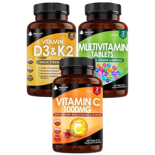Essential Wellbeing Bundle - Vitamin C, Vitamin D3 & K2,