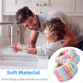 2 Pairs Wrist Washband for Women Washing Face, Wrist Spa Washband Absorbent Wristbands, Prevent Liquids from Spilling Down Your Arms (Multicolor Stripes 2, Fhree Elastic Bands)