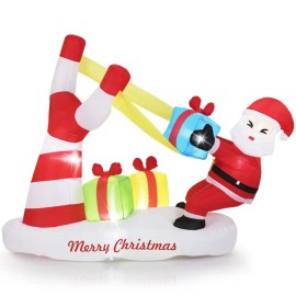 7 Feet Santa Inflatable Outdoor Christmas Decoration with LED Lights and Built-in Slingshot for Holiday Yard DecorationsSelect: 7 Feet