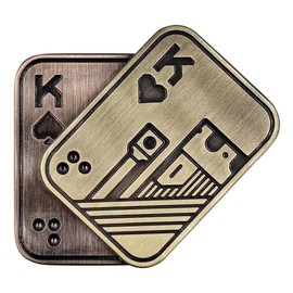 Rhinenet 2 Pack Metal Poker Fidget Slider, Skull Poker Style Magnetic Push Slider Coin Decompression Toys EDC Adult Fidget Toys Sensory Toys Anxiety Stress Relief (Bronze KK)