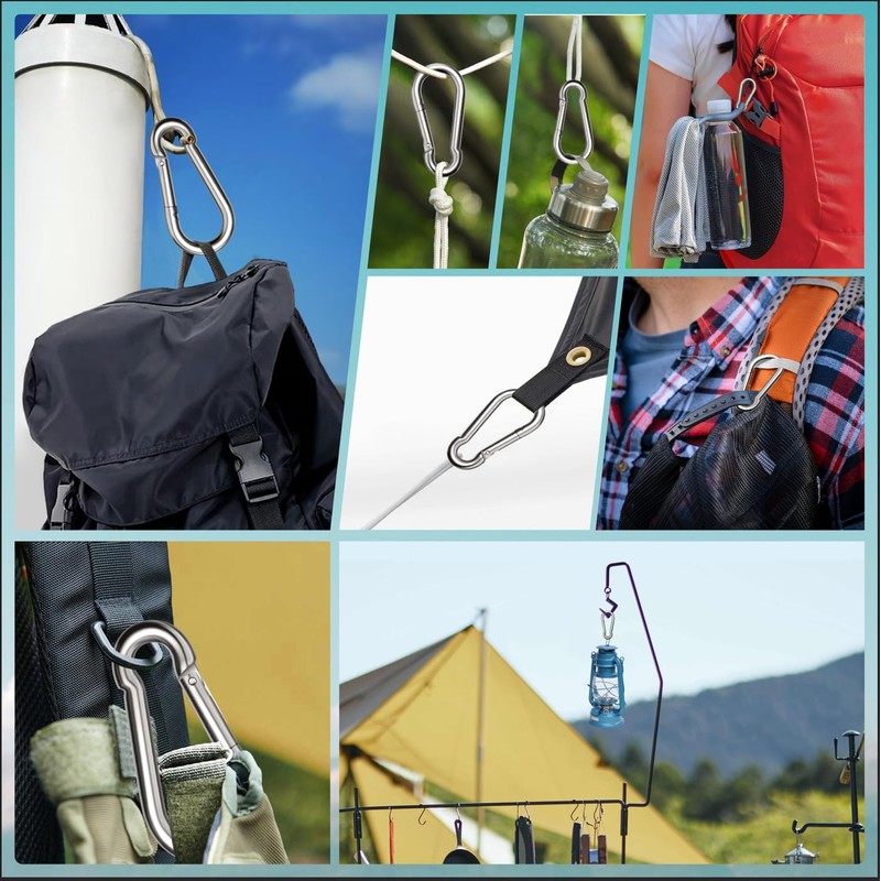 Pack of 6 Carabiner Key Ring Carabiner Hooks 80 mm