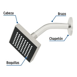 Foset Aqua R-403N Regadera cuadrada 4" acabado satín con brazo