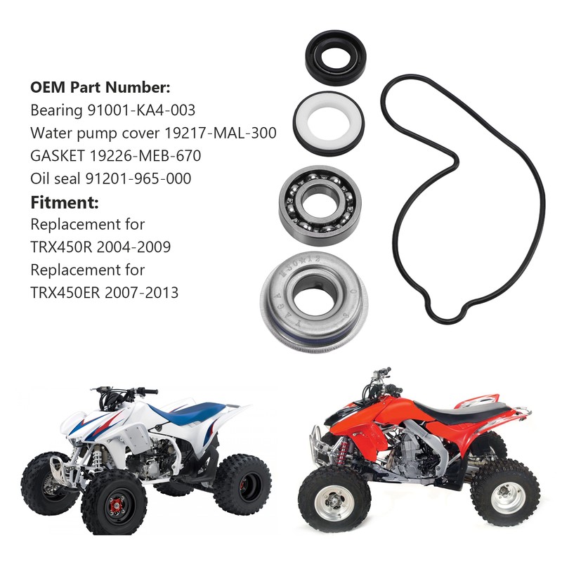 ATV Water Pump Bearing Repair Kit 91001‑KA4‑003 Replacement for TRX450R