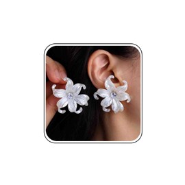 Boho Acrylic White Flower Earrings Pink Flower Stud Earrings CZ Pearl Flower Earrings Yellow Daisy Flower Earrings Wedding Statement Earrings Resin Orange Rose Earrings Jewellery For Women, Resin