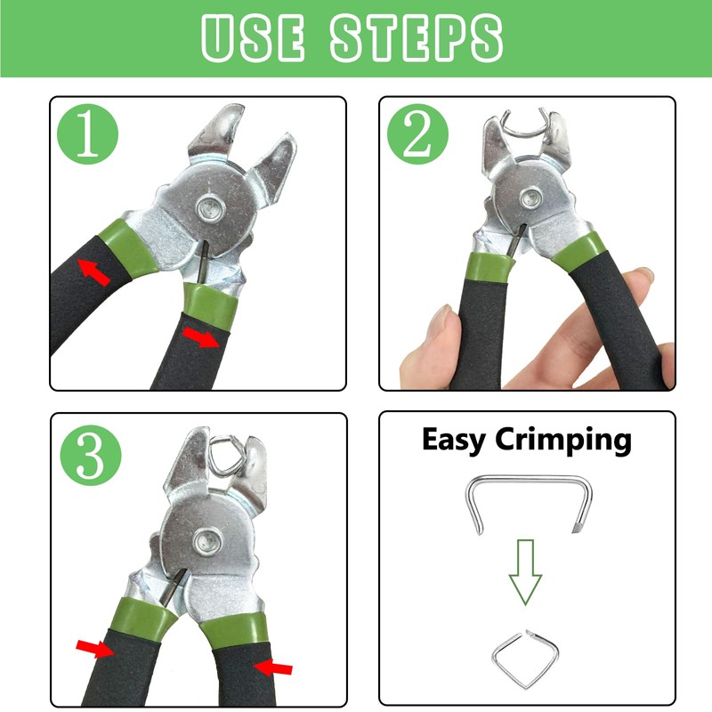 Ruibapa 300 Pcs Hog Rings with Bent Hog Ring Pliers