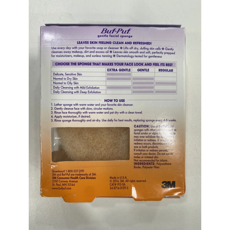 Buf-Puf New Buf Puf Everyday Facial Sponge Gentle Cleans &
