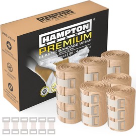 Hampton Adams | As Seen on Shark Tank | Original Elastic Bandage Wrap (6-Pack) | Multiple Sizes Package | Self Closing Latex-Free Cotton Compression Bandage | Sprains Calf Ankle & Foot (Clips)