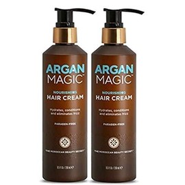 Argan Magic Nourishing Hair Cream - Hydrates, Conditions, and Eliminates Frizz for All Hair Types | Seals in Shine | Made in USA, Paraben Free, Cruelty Free (8.5 oz / 2 Pack)
