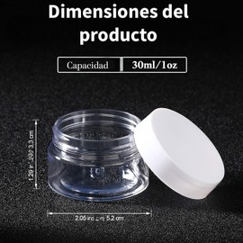 Triko Set de 4 Tarros Redondos de Plástico para Viaje de 30ml, Tarros con Tapas para Almacenamiento a Prueba de Fugas, Recipientes para Maquillaje, Cremas Faciales, Aceites, Pomadas