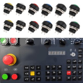 Lyvixora 12mm Round Push Button Switch Momentary 1A 250VAC, Waterproof Mini Push Switch, Black Anti-Vandal Metal Dome for Electronics, Wiring & DIY Projects​ (12 pcs)