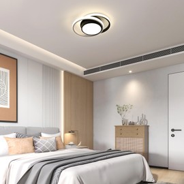 Comely 32 W, 3600 lm LED ceiling light; modern, round lamp for bedrooms, bathrooms, kitchens, balconies; diameter: 28 cm; natural light, 4500 K; black.