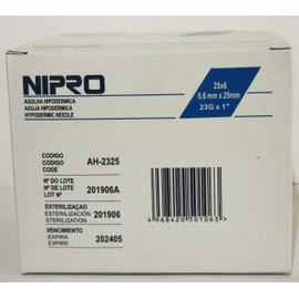 Aguja Hipodérmica Nipro 23gx25 Mm (1) Azul Caja 100 Piezas