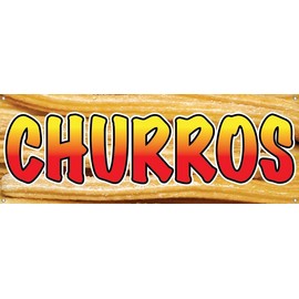 4 Less Co 18x48 Inch CHURROS Vinyl Banner Sign With Grommets yb