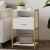 JOONEE Modern Nightstand, White and Gold Side Table with Drawer,