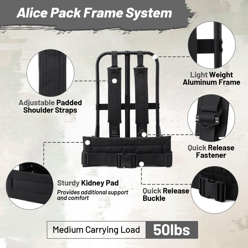 AUMENTAR 50L Military Alice Pack Army Survival Combat ALICE Rucksack