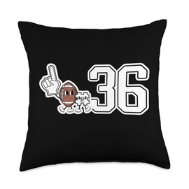 Retro Football Player Apparel Retro White Foam Finger Football Player #36 Throw Pillow, 18x18, Multicolor