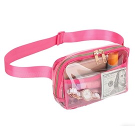 Hiflyer - Riñonera transparente aprobada por el estadio, bandolera para mujer, TPU resistente al agua, correa ajustable, para conciertos, viajes, Rojo