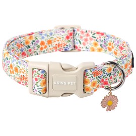 ARING PET Summer Dog Collar-Cute Dog Collars for Small Dogs, Adjustable Cotton Floral Pet Collars Puppy Collar for Small Medium Large Dogs
