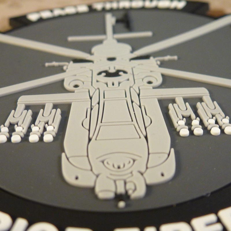 LEGEEON Peace Through Superior Firepower AH-64 Apache Helicopter Morale PVC
