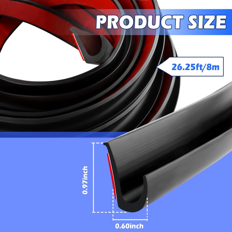 26.25Ft RV Rain Gutter Diverter with J-Shape Drip Guide Rail,