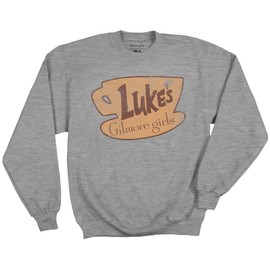 Ripple Junction Gilmore Girls Adult Men's Crewneck Pullover Sweatshirt Luke's Diner Vintage Coffee Logo Heather Grey 3XL