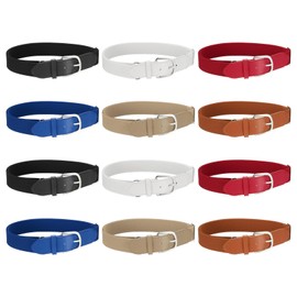 YELARXI Baseball Belt PU Leather Softball Belt, Adjustable Elastic Baseball Uniform Belt Fit for Men Women Youth Football Exercises Climbing - (12 Pack, Black/White/Red/Blue/Khaki/Brown)