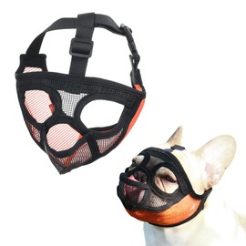 JOYPAWS Short Snout Dog Muzzle, French Bulldog Muzzle with Soft Mesh Adjustable Anti Bitting Chewing Barking for Small Medium Large Breeds Pug/Shih Tzu/Boston Terrier Orange1 L