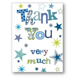 Nigel Quiney Thank You Card - Colourful Stars with Foil Details - Eco-Friendly and Recyclable
