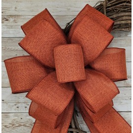 Handmade Fall Autumn Thanksgiving Rust Orange Wreath Bow Lantern Home Decor 10x18