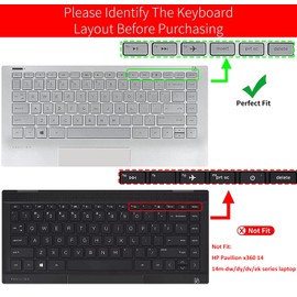 Keyboard Cover for HP Pavilion X360 14 & HP Laptop 14 14-dq 14-fq 14-dk 14-cf 14-dq0033dx dq0032dx 14-fq1025nr 14-dk002dx dq0004dx dq0002dx dq1043cl dq0011dx 14-fq0013dx fq0020nr Keyboard Skin,Rainbow