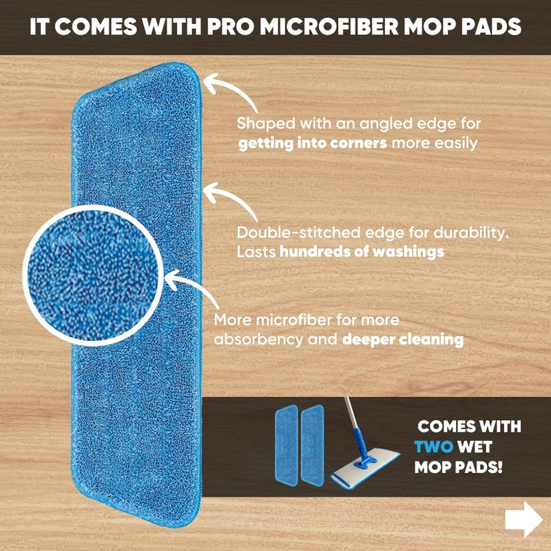 Cinch Mop - Microfiber Mop for Hardwood Floors - Flat