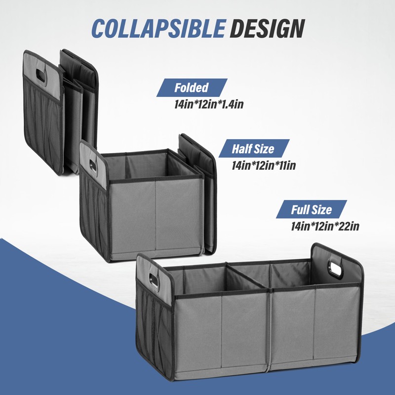 Simple Deluxe Car Trunk Organizer for SUV, Collapsible 2 Compartment