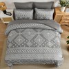 Yiran Boho Aztec Comforter Set Queen Size, Grey Comforter Bedding