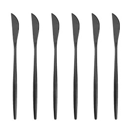 JANKNG 6pcs Black Matte Flatware Dinnerknife 18/0 Stainless Steel Tbable Knives For Dinner Butter And Steak, 8.66-Inch, SeT Of 6