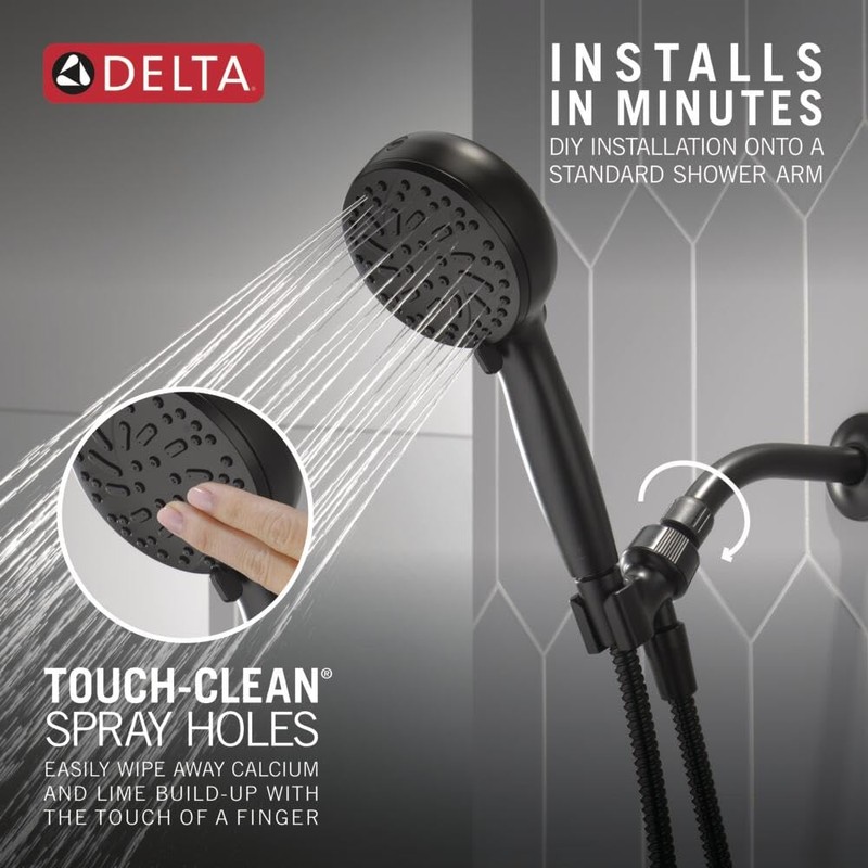Delta Faucet ProClean Matte Black Shower Head with Handheld, Showerhead