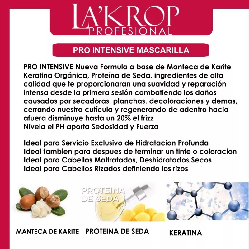 LAKROP Pro Intensive Lakrop Tratamiento Capilar Hidratante 500gr