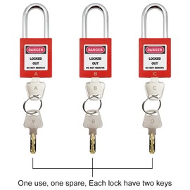 SAFBY Lockout Tagout Pocket Bag Kit with Lock Out Tag Out Loto 2 Hasps, 10 Tags, 10 Nylon Cable, 3 Locks with Number 1-3 (Red Loto Kits)