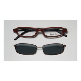 SmartClip 920 Mens/Womens Designer Full-rim With Polarized Clip-on Lenses Sunglass Lens Clip-Ons Spring Hinges Eyeglasses/Glasses (50-17-140, Brown/Black)