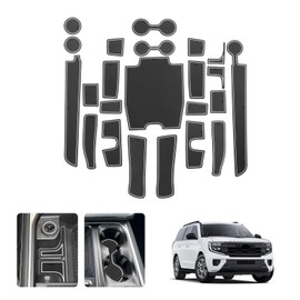 LUWU for 2025 Ford Expedition Accessories - for 2025 Ford Expedition Active/Platinum/Tremor/King Ranch Door Slot Mats Cup Holder Inserts Center Console Liners Mats White-Trim - 23 PCS/Sets